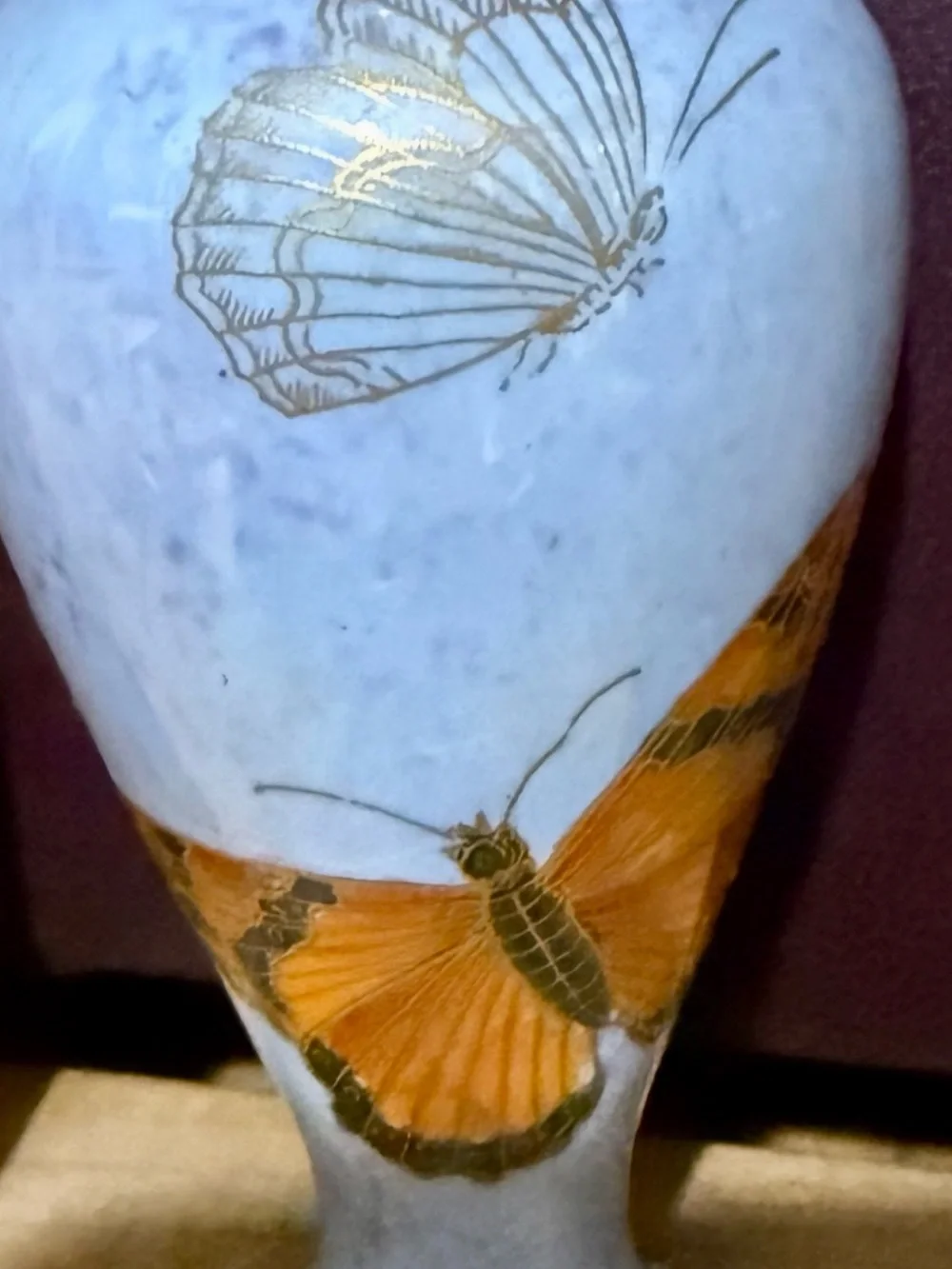 Art Deco Carlton Ware Armand Blue Butterfly Lustre Vase 1920s Antique - Picture 10 of 10